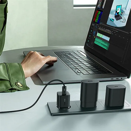 Baseus GaN5 Mini hálózati gyorstöltő 25W, USB Type-C, fekete + 100W USB Type-C, 1m kábel - Image 6