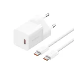 Baseus GaN5 Mini hálózati gyorstöltő 30W, USB Type-C, fehér + 100W USB Type-C, 1m kábel - Image 2