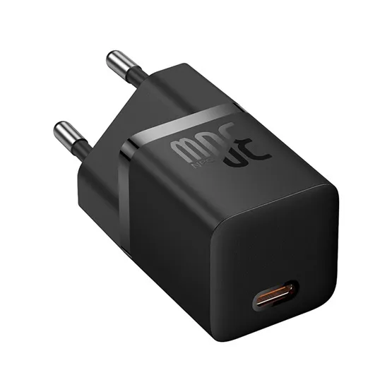 Baseus GaN5 Mini hálózati gyorstöltő 30W, USB Type-C, fekete + 100W USB Type-C, 1m kábel - Image 4
