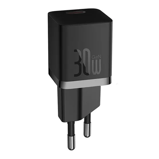 Baseus GaN5 Mini hálózati gyorstöltő 30W, USB Type-C, fekete + 100W USB Type-C, 1m kábel - Image 5