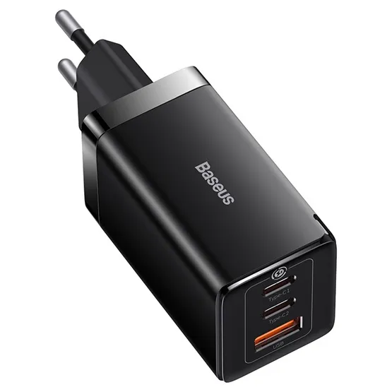 Baseus GaN5 Pro hálózati gyorstöltő 65W, 2×USB Type-C + USB Type-A, fekete + 100W USB Type-C, 1m kábel - Image 4