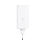 Baseus GaN6 Pro hálózati gyorstöltő 100W, 2×USB Type-C + 2×USB Type-A, fehér + 100W USB Type-C, 1m kábel