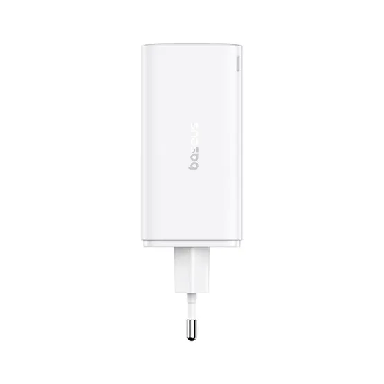 Baseus GaN6 Pro hálózati gyorstöltő 100W, 2×USB Type-C + 2×USB Type-A, fehér + 100W USB Type-C, 1m kábel