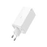 Baseus GaN6 Pro hálózati gyorstöltő 100W, 2×USB Type-C + 2×USB Type-A, fehér + 100W USB Type-C, 1m kábel - Image 4