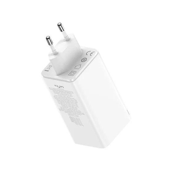 Baseus GaN6 Pro hálózati gyorstöltő 100W, 2×USB Type-C + 2×USB Type-A, fehér + 100W USB Type-C, 1m kábel - Image 5