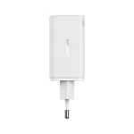 Baseus GaN6 Pro hálózati gyorstöltő 65W, 2×USB Type-C + 2×USB Type-A, fehér + 100W USB Type-C, 1m kábel