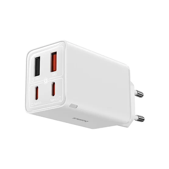 Baseus GaN6 Pro hálózati gyorstöltő 65W, 2×USB Type-C + 2×USB Type-A, fehér + 100W USB Type-C, 1m kábel - Image 5