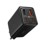 Baseus GaN6 Pro hálózati gyorstöltő 65W, 2×USB Type-C + 2×USB Type-A, fekete + 100W USB Type-C, 1m kábel - Image 2