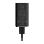 Baseus GaN6 Pro hálózati gyorstöltő 65W, 2×USB Type-C + 2×USB Type-A, fekete + 100W USB Type-C, 1m kábel - Image 6