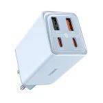 Baseus GaN6 Pro hálózati gyorstöltő 65W, 2×USB Type-C + 2×USB Type-A, kék + 100W USB Type-C, 1m kábel - Image 2