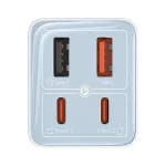 Baseus GaN6 Pro hálózati gyorstöltő 65W, 2×USB Type-C + 2×USB Type-A, kék + 100W USB Type-C, 1m kábel - Image 3