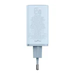 Baseus GaN6 Pro hálózati gyorstöltő 65W, 2×USB Type-C + 2×USB Type-A, kék + 100W USB Type-C, 1m kábel - Image 6
