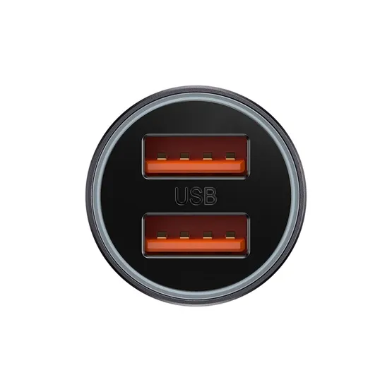 Baseus Golden Contactor Max autós gyorstöltő 60W, 2×USB Type-A, szürke - Image 2