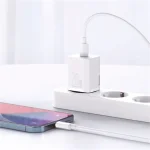 Baseus Super Si hálózati gyorstöltő 20W, USB Type-C, fehér + 20W USB Type-C – iPhone 1m kábel - Image 5