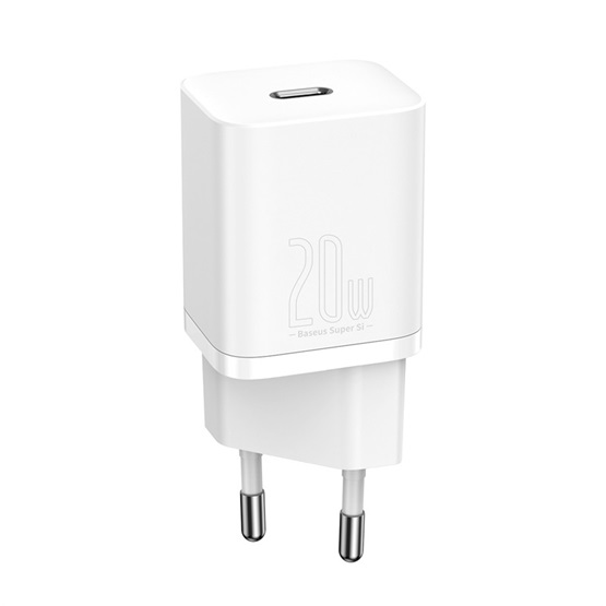 CHG Baseus Super Si hálózati gyorstöltő 20W, USB Type-C, fehér - Image 2