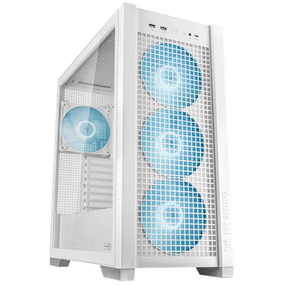 HÁZ Asus TUF GAMING GT302 TG ARGB WHITE - midi számítógépház - Fehér