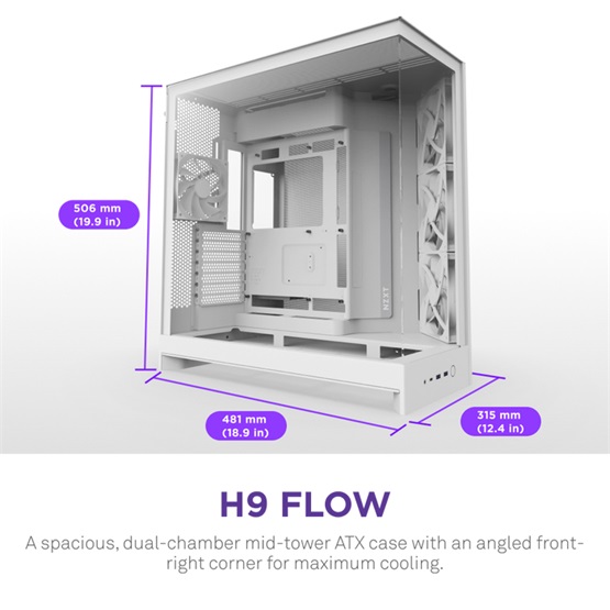 HÁZ NZXT Midi - H9 Flow (2025) - Matt fehér - CM-H92FW-01 - Image 9