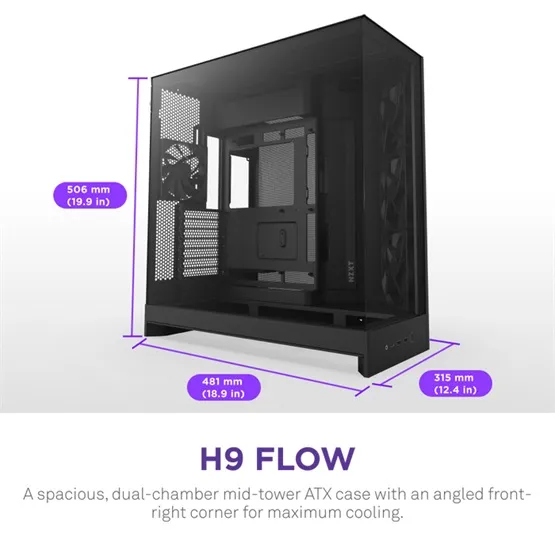 HÁZ NZXT Midi - H9 Flow (2025) - Matt fekete - CM-H92FB-01 - Image 8