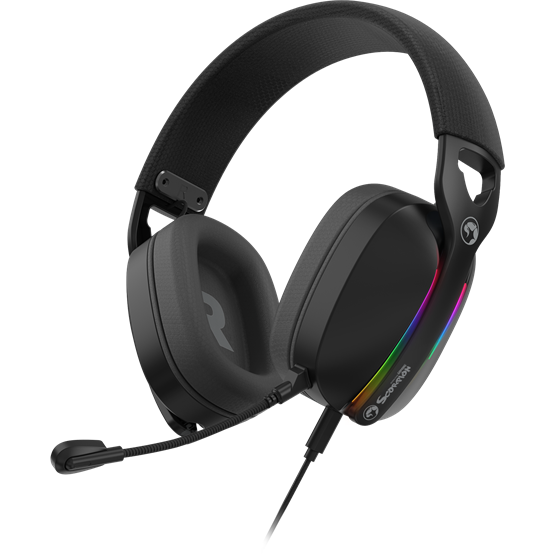 HDP MARVO Pulz 70S vezetékes fejhallgató - fekete - RGB világítás