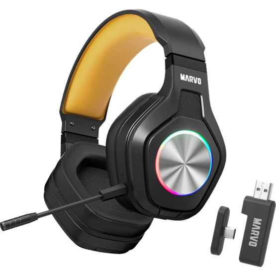 HDP MARVO Pulz 80W vezeték nélküli fejhallgató - fekete - RGB világítás - Image 2