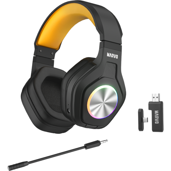 HDP MARVO Pulz 80W vezeték nélküli fejhallgató - fekete - RGB világítás - Image 6