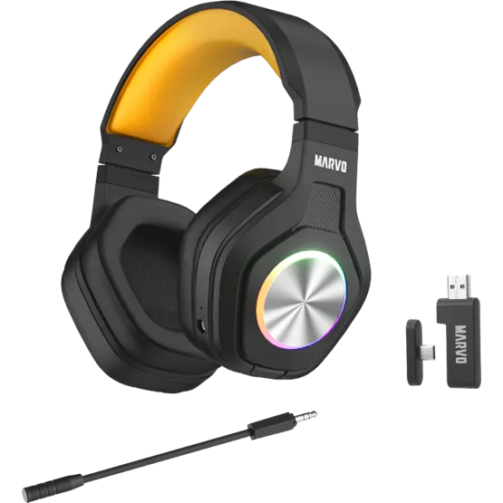 HDP MARVO Pulz 80W vezeték nélküli fejhallgató - fekete - RGB világítás - Image 6