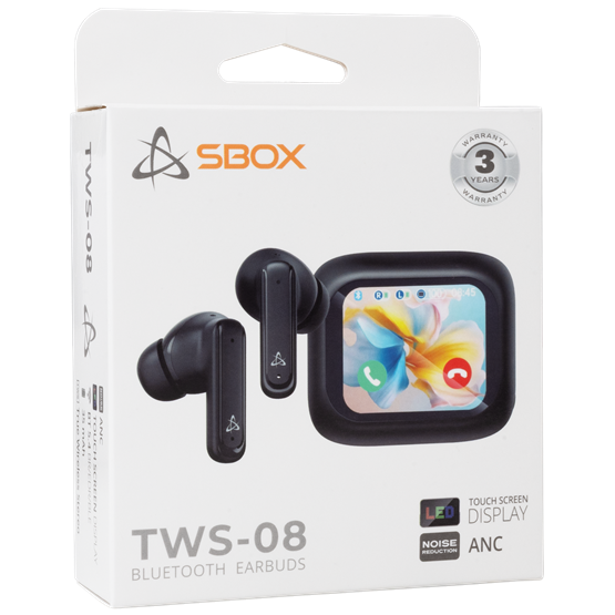 HDP SBOX EB-TWS08-B bluetooth v5.4 in-ear fülhallgató touch kijelzővel és mikrofonnal - BR+EDR+BLE - fekete - Image 5