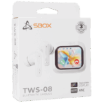 HDP SBOX EB-TWS08-W bluetooth v5.4 in-ear fülhallgató touch kijelzővel és mikrofonnal - BR+EDR+BLE - fehér - Image 5