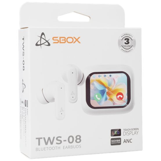 HDP SBOX EB-TWS08-W bluetooth v5.4 in-ear fülhallgató touch kijelzővel és mikrofonnal - BR+EDR+BLE - fehér - Image 5