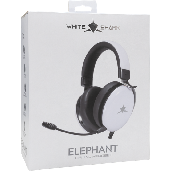 HDP White Shark GH-2540W ELEPHANT vezetékes gamer fejhallgató mikrofonnal - fehér - Image 5