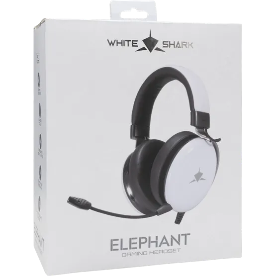 HDP White Shark GH-2540W ELEPHANT vezetékes gamer fejhallgató mikrofonnal - fehér - Image 5