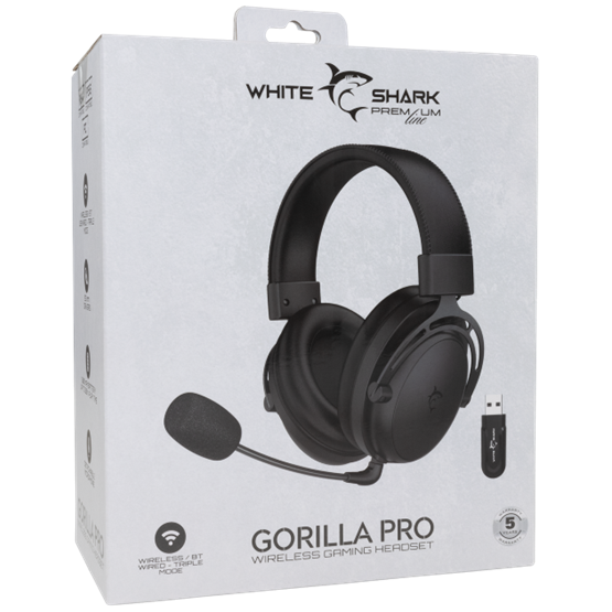 HDP White Shark WGH-2443B GORILLA vezeték nélküli gamer fejhallgató mikrofonnal - fekete - Image 10