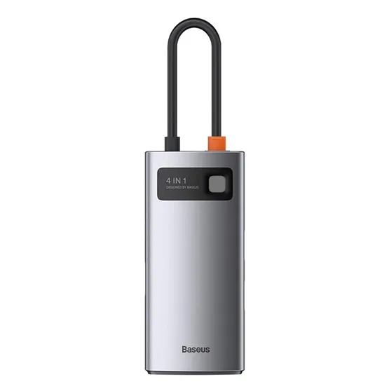 Baseus Metal Gleam 4-in-1 USB Type-C HUB dokkoló állomás, szürke