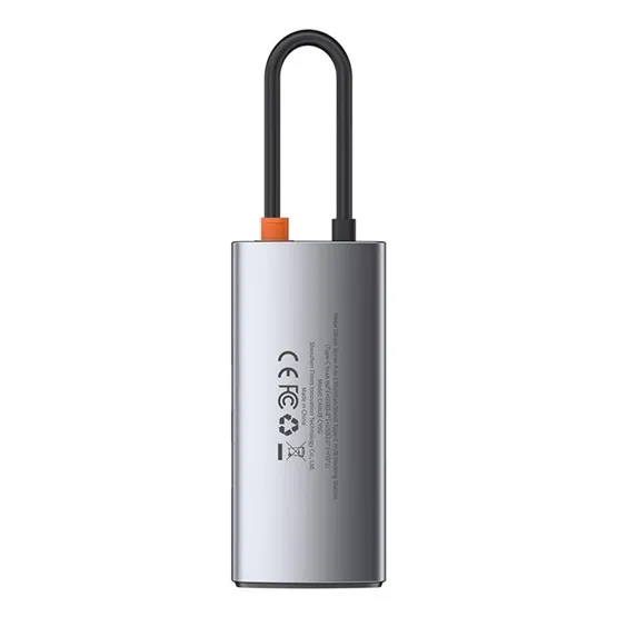 Baseus Metal Gleam 4-in-1 USB Type-C HUB dokkoló állomás, szürke - Image 2