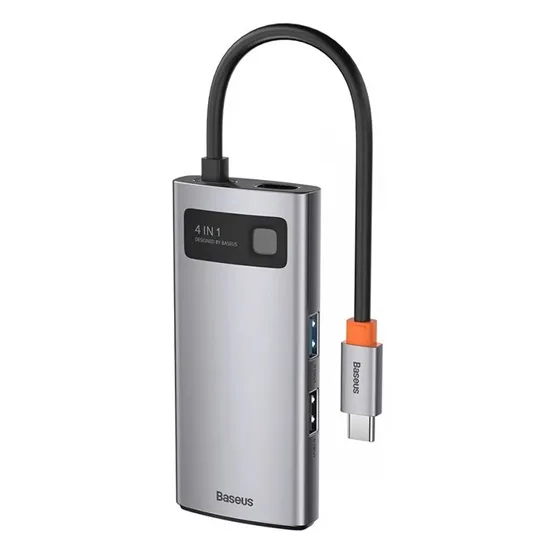 Baseus Metal Gleam 4-in-1 USB Type-C HUB dokkoló állomás, szürke - Image 3