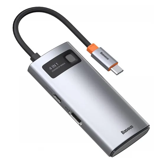 Baseus Metal Gleam 4-in-1 USB Type-C HUB dokkoló állomás, szürke - Image 4