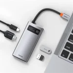 Baseus Metal Gleam 4-in-1 USB Type-C HUB dokkoló állomás, szürke - Image 5