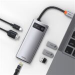 HUB Baseus Metal Gleam 6-in-1 USB Type-C HUB dokkoló állomás, szürke - Image 6