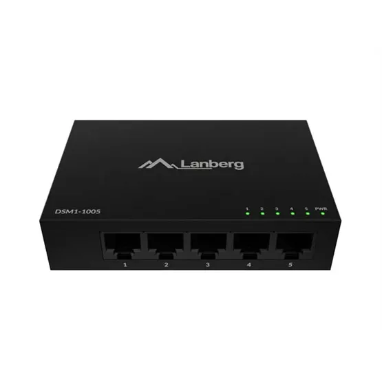 Lanberg 5 portos Gigabit Desktop Switch, fémházas, 12V