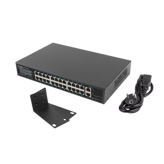 Lanberg Switch 24x 100Mb PoE+/ 2x Combo 19" rackes (360W) V2 - Image 1