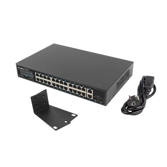 Lanberg Switch 24x 1GbE PoE+/ 2x GbE/ 2 SFP ,19" rackes (360W) - Image 1