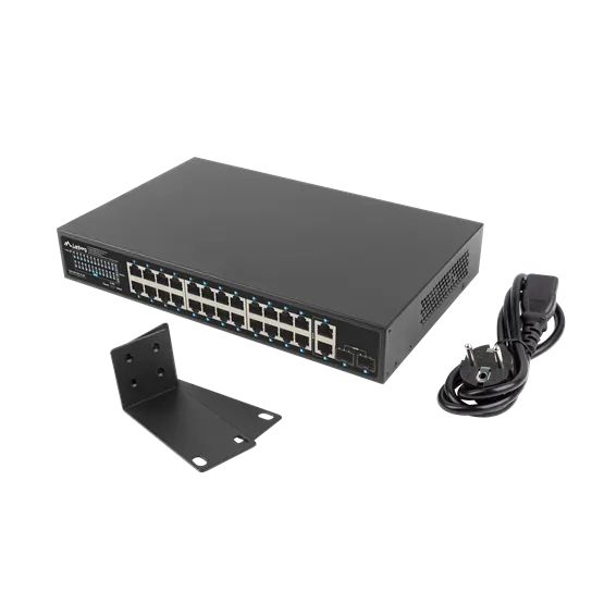 Lanberg Switch 24x 1GbE PoE+/ 2x GbE/ 2 SFP ,19" rackes (360W)