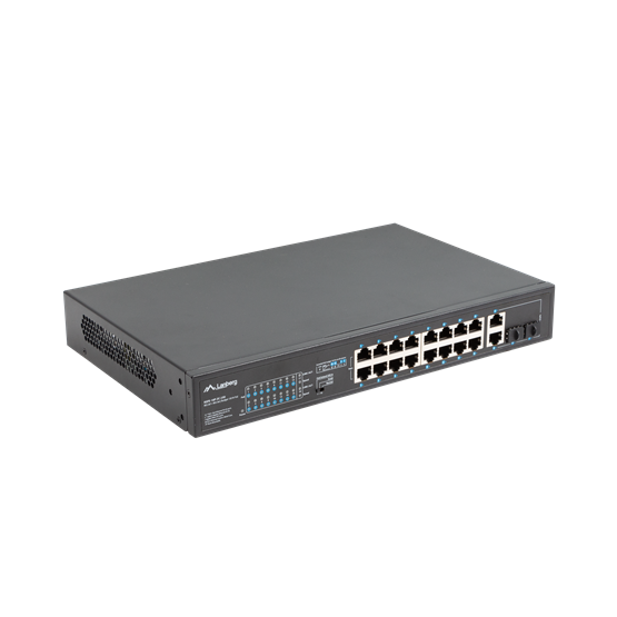 Lanberg Switch menedzsment nélküli, 16x 100Mb PoE+/ 2x 1GB/1X SFP, rackes (250W) - Image 3