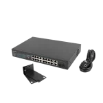Lanberg Switch menedzsment nélküli, 16x 100Mb PoE+/ 2x 1GB/1X SFP, rackes (250W)