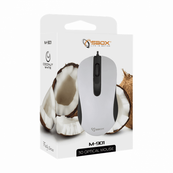MOU SBOX M-901W Vezetékes egér - USB, 1000 dpi - fehér - Image 3