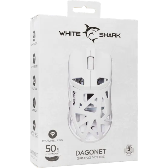 MOU White Shark GM-5019W DAGONET Vezeték nélküli gamer egér - Fehér - Image 7