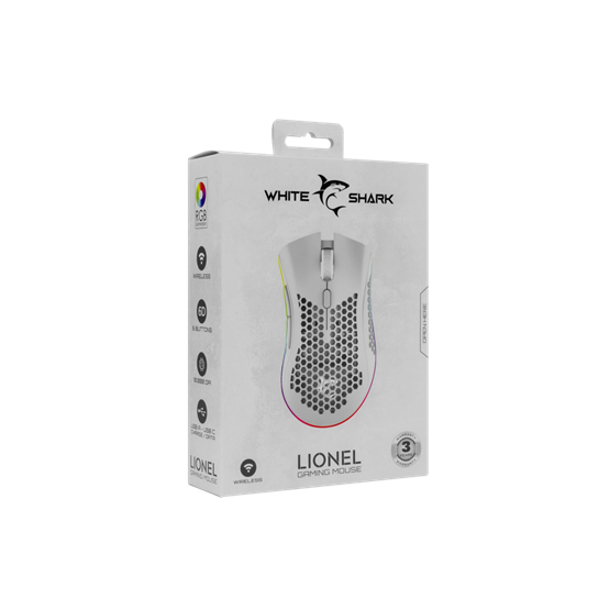 MOU White Shark WGM-5012W LIONEL Vezeték nélküli gamer egér - Fehér - Image 5