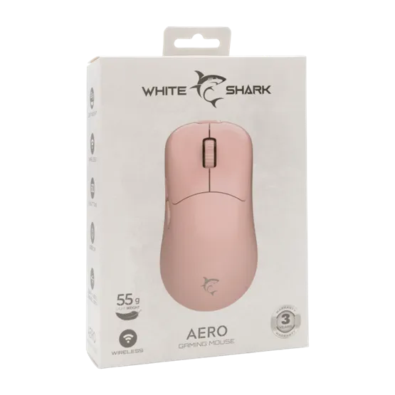 MOU White Shark WGM-5015P AERO vezeték nélküli gamer egér - rózsaszín - Image 7