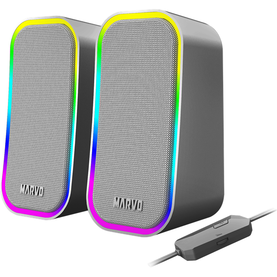 SPK MARVO Havoc 20 vezetékes hangszóró - fehér - RGB viágítás