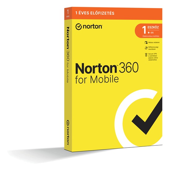 SW Norton 360 Mobile - 21459990 - HU 1 felhasználó, 1 eszköz/1 év, dobozos